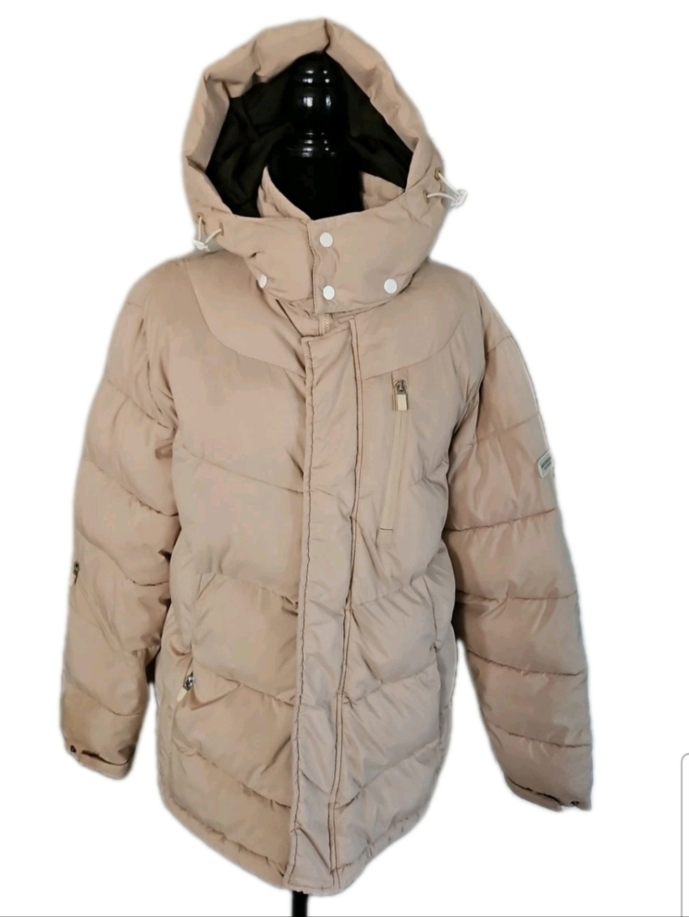 Scotch & Soda Womens Beige Hooded Water-Repellent Winter Puffer Jacket M
